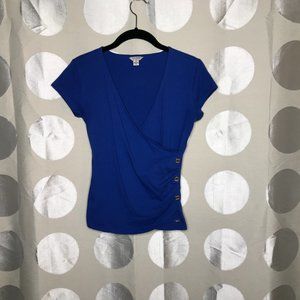 Guess blue wrap t-shirt with side ruche